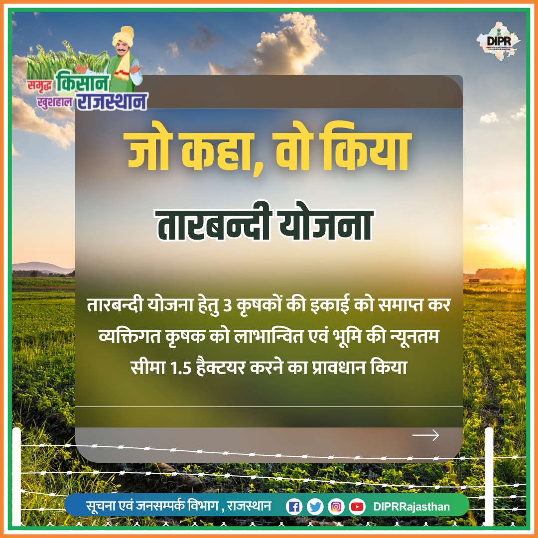 राजस्थान तारबंदी योजना 2026: किसानों को मिलेगी 50% सब्सिडी – पूरी जानकारी